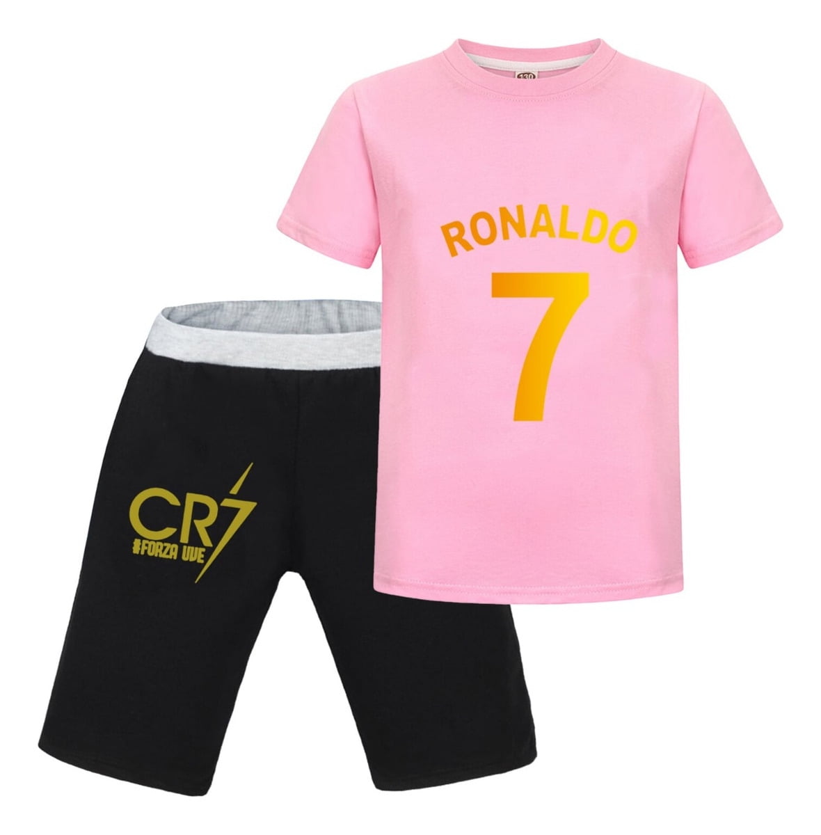 Kids Summer Sports Outfit CR7 Cristiano Ronaldo Soccer Tee and