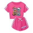 thumbnail image 1 of Kids Summer SuperKitties Clothing for Girls T-Shirt Set – Crop T-Shirt with Matching Shorts, 1 of 4