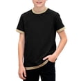 thumbnail image 1 of Kids Summer T-shirts Short Sleeve Ringer Tops for Boys Girls Crewneck Colorblock Loose Fit Casual Base Tees (4 Years, Black), 1 of 8