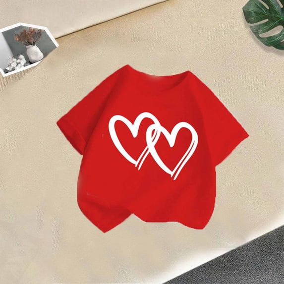 Kids Summer Tops Girls Printed Casual Sports Fashion T-Shirt Round Neck Soft Cute Short Sleeved Tops Casual Tees 2-12 Years