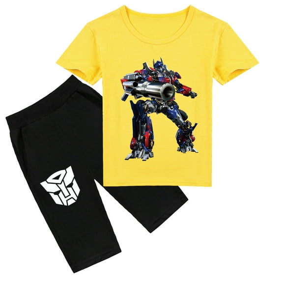Kids' Summer Wardrobe Essential: Transformers Printed Short Sleeve T-shirt and Short Pants Set