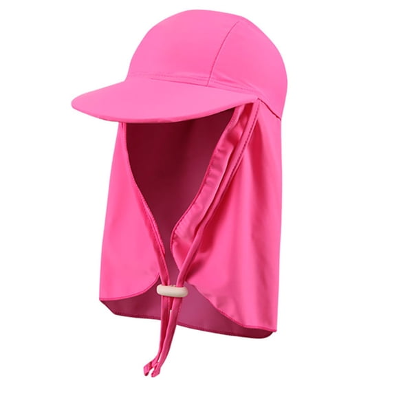 Kids Summer Wide Brim Outdoor Windproof Anti-UV Adjustable Ear Flap Cap Sun Hat