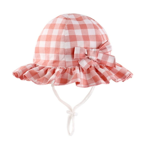 Kids Sun Hat Baby Girl Plaid Sun Hat With Upf 50+ Outdoor Adjustable Beach Hat Toddler Beach Hat Pink 6 Months-12 Months
