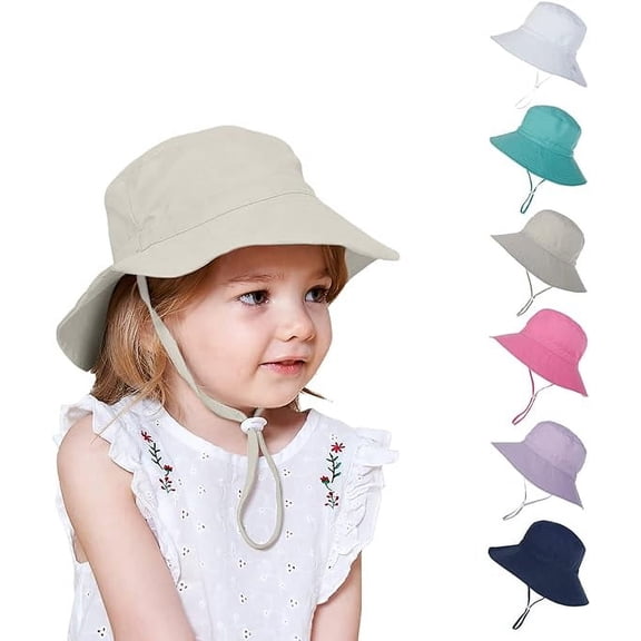 Kids Sun Hat Baby Wide Brim Cap Summer Beach Bucket Hat Infant Foldable Fishing Hat Adjustable Toddler Hat