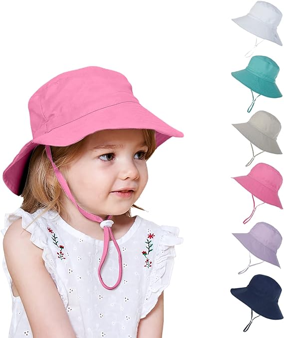 Kids Sun Hat Baby Wide Brim Cap Summer Beach Bucket Hat Infant Foldable