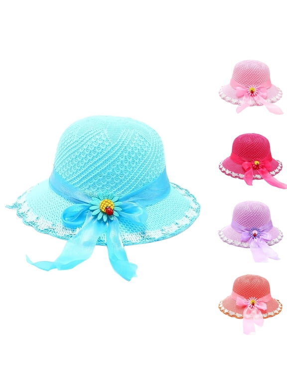 Kids Sun Hat Tea Party Garden Party Hats Easter Wide Brim Summer Beach Hat for Boys Girls Toddler Outdoor Play Travel Lightweight Breathable