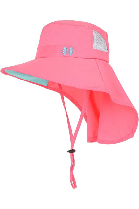 Kids Sun Hat Toddler Beach Play Hats Sun Protection Fishing Hat with Neck Flap UPF 50+ Wide Brim Boys Girls Ages 5-13