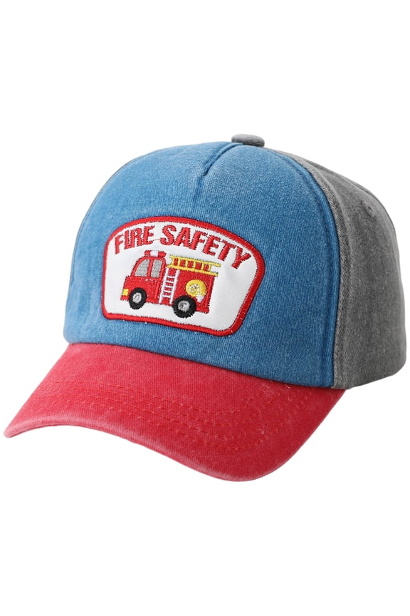 Kids Sun Hat - UPF 50+ Wide Brim Sun Protection Bucket Hat for Boys Girls, Breathable Adjustable Outdoor Hats Fire Truck Water Washable Baseball Cap Blocking Cartoon Childrens Cap