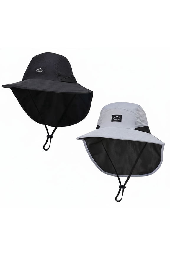 Kids Sun Hat UPF 50+ with Neck Flap & Wide Brim, Breathable UV Protection Hat for Fishing, Safari, Beach, Summer Outdoor for Boys and Girls
