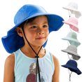 thumbnail image 1 of Kids Sun Hat with Ponytail Hole Sun Protection Wide Brim Lightweight Adjustable Quick Dry Bucket Hat for Girls Boys Royal Blue M, 1 of 5