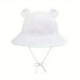 thumbnail image 1 of Kids Sun Hats Kids Baby Solid Adjustable Sun Hats for Outdoor Cartoon Bear Ears Wide Brim Bucket Hat Toddler Girl Sun Hat White 2 Years-4 Years, 1 of 2