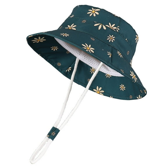 Kids Sun Hats Toddler Kids Summer Sun Hat Upf 50+ Wide Brim Fisherman Hat for Beach and Outdoor Baby Girl Sun Hat Dark Green 2 Years-4 Years