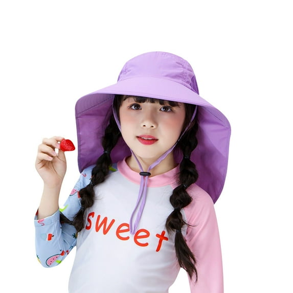 Kids Sun Hats UPF 50+ Sun Protection Hat for Kids Bucket Hats with Neck Flap Adjustable Large Brim Beach Fishing Hat for Age 3-12 Years