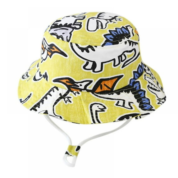 Kids Sun Protection Hat Dinosaur Beach Hat Toddler Bucket Hat with Adjustable Chin Strap