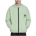 thumbnail image 1 of Kids Sun Protection Jacket Dinosaur Print UPF50+ Zip Up Hoodie Lightweight Cooling Hooded Sunshirts Girls Boys (6-7 Years, Mint Green), 1 of 8