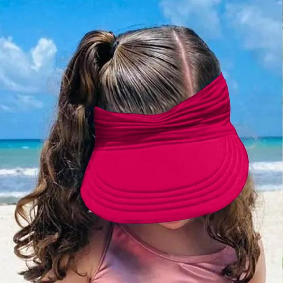 Kids Sun Visor Hats for Girls Boys Lightweight Packable Sports Summer Golf Open Visor Hat for Outdoors (3-7 Years, Hot Pink)