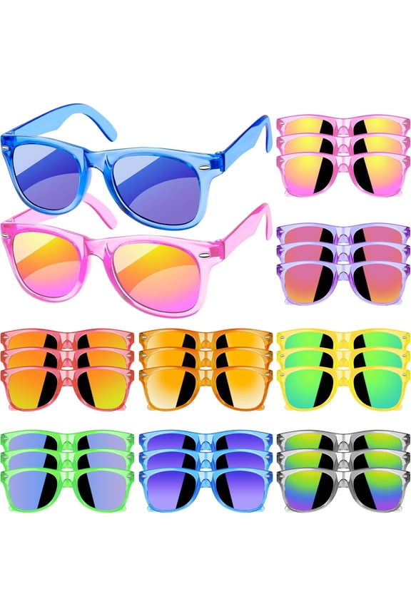 Kids Sunglasses Bulk, Neon Sunglasses for Gilrs Boys for Summer Pool Beach Party Favors Birthday Gifts Goody Bag Fillers Transparent-24pack