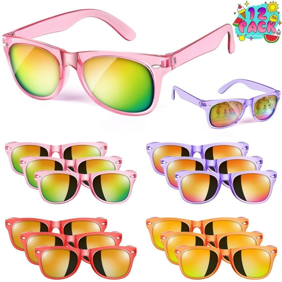 Kids Sunglasses Bulk Party Favors - 24 Packs Boys Girls Sunglasses for Kids Age 3-8 with UV 400 Protection, Neon Sunglasses for Kids Birthday Party