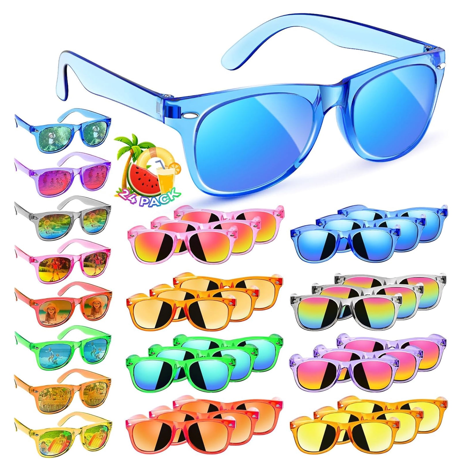 8 Pack Trendy Sunglasses Set for Women Men UV Protection Party Accessories Bulk Personalized Sun Glasses,wedding Favors,colorful  main image 3