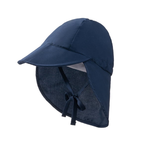 Kids Sunscreen Sun Hat Breathable Solid Color Beach Hat, Navy Blue, S