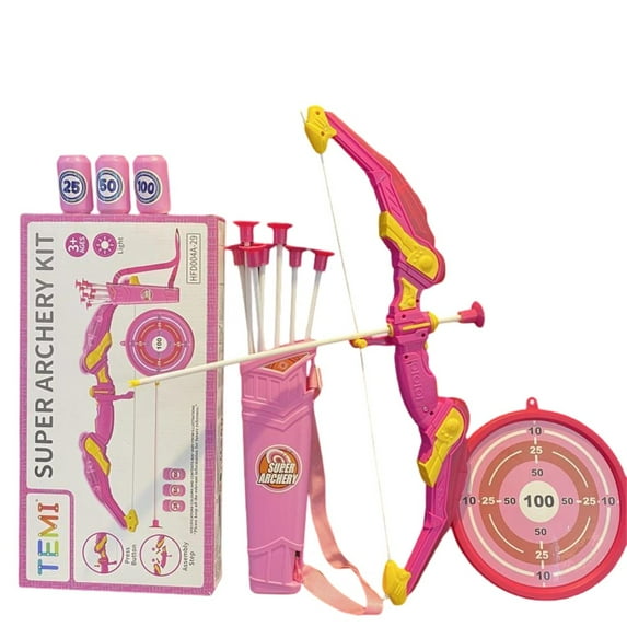 Kids Bow and Arrow Set with LED Lights, Archery Toy Set for Kids Ages 3 4 5 6 7 8-12 Year Old Boys – Portable Lightweight Kit with Suction Arrows, Quiver & Target for Indoor and Outdoor Game (Pink)