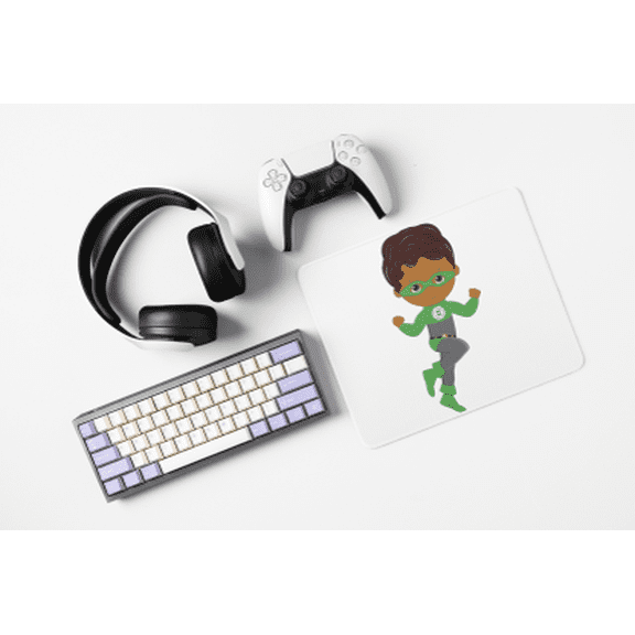 Kids Super Hero Super Boy Green Mouse Pad
