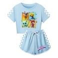 thumbnail image 1 of Kids SuperKitties Clothing Set – Girls Short Sleeve T-Shirt and Shorts – Cute Cartoon Cat Summer Look, 1 of 4