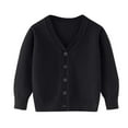 thumbnail image 1 of Kids Sweater Cardigans Button Down Long Sleeve Soft Cotton Knitwear Lightweight Girls Boys 2-13 Years (9-10 Years, Black), 1 of 6