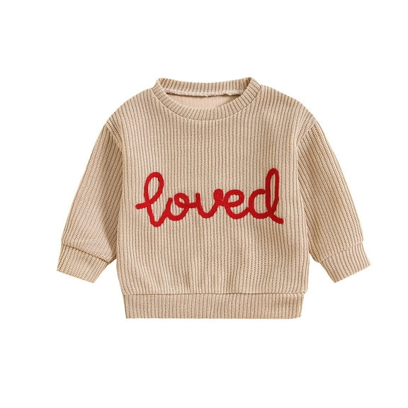 Kids Sweater, Long Sleeve Crew Neck Letters Warm Winter Pullover Valentines Day Tops for Girls Boys