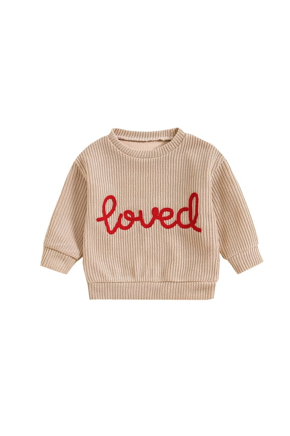 Kids Sweater, Long Sleeve Crew Neck Letters Warm Winter Pullover Valentines Day Tops for Girls Boys