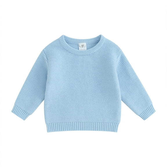 Kids Sweater, Long Sleeve Crew Neck Solid/Striped Warm Winter Sweater Clothes for Girls Boys
