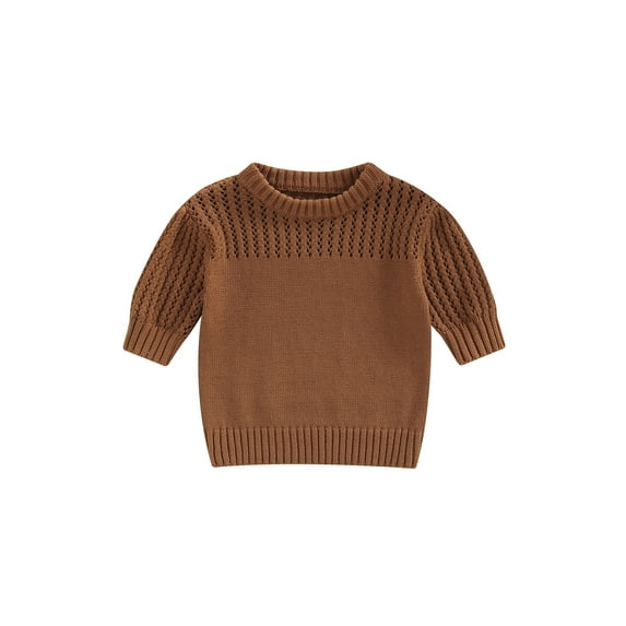 Kids Sweater, Solid Color Round Neck Long Sleeve Hollow Out Knitwear Winter Outfit for Girls Boys