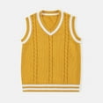 thumbnail image 1 of Kids Sweater Vest Knit Sweater V Neck Sleeveless Vest Yellow Pullover Uniform Vest Warm Fall Winter Clothes Baby Clothes Girls 2-3 Years, 1 of 2