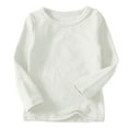 thumbnail image 1 of Kids Sweaters Toddler Kids Boys Girls Shirts Fashion Solid Color Round Neck Long Sleeve Tops Toddler Sweater White 6T, 1 of 5