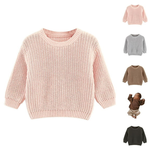 Kids Sweaters Girls Clothes Toddler Kids Baby Girl Boy Crewneck Long Sleeve Solid Sweater for Knitted Sweater Autumn Winter Warm Pullover Tops Coat Jacket