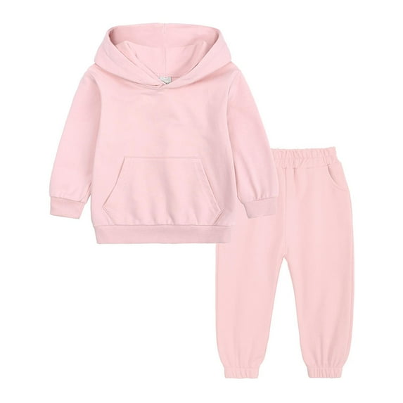 Kids Sweaters Kid's Tracksuits 2 Piece Athletic Hoodie Tracksuit Set Activewear Solid Sweatshirt Sweatpant Sports Set for Boys Girls Sweatsuit Baby Girl Long Sleeve Shirt Pinks 4-5T