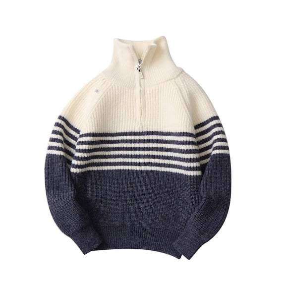 Kids Sweaters for Boys Girls Fashion Cable Knit Quarter Zip Pullover Long Sleeve Chunky Sweaters Tops Casual Knitwear