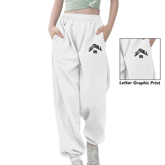 Sweatpants for Girls Joggers High Waist Elastic with Pockets Girls Solid Pants Athletic Pants for Girls Pants Girlss 8-9 Years