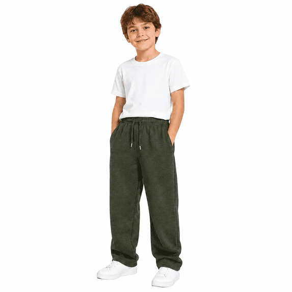 Kids Sweatpants Boys Girls Loose Fit Straight Leg Open Bottom Athletic Pants with Drawstring Pockets