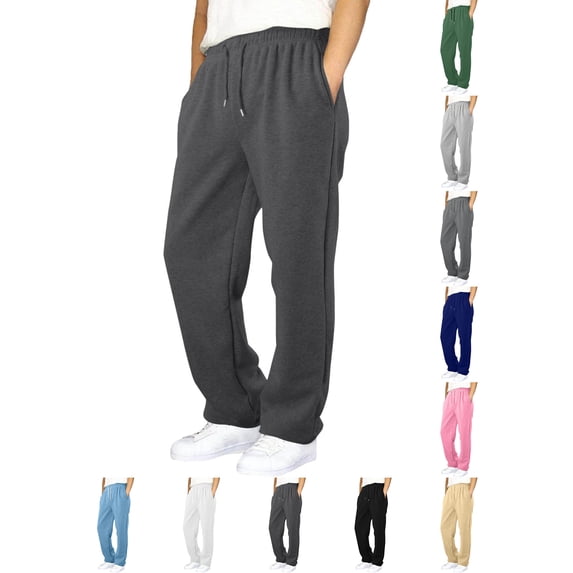 Kids Sweatpants Children's Winter Solid Color Elastic Waist With Side Pockets Slim Sports Sweatpants Long Pants For Kids Dark Gray 12-13Years