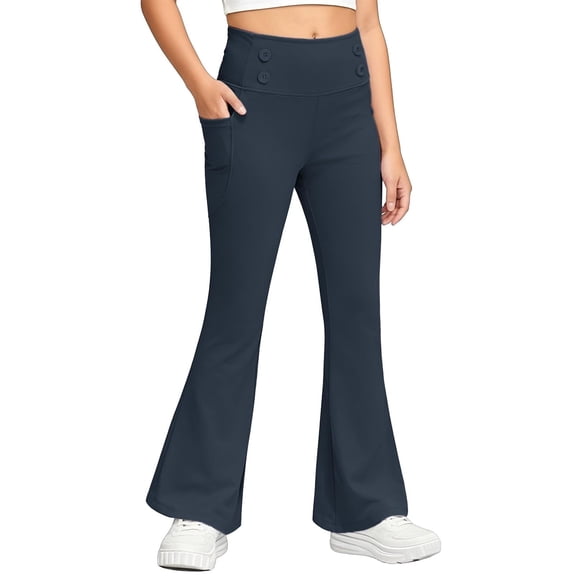 Kids Sweatpants Drawstring Jogger Sweatpants with Pockets Girls Solid Pants Navy Pants for Kids Girls Joggers Size 9-10 Years