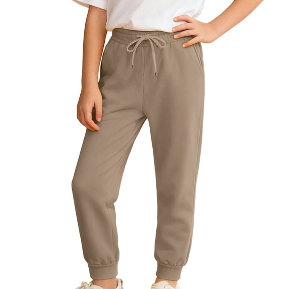 Kids Sweatpants Drawstring Pants with Pockets Boys Solid Pants Khaki Pants Kids Boys Sweatpants 9-10 Years