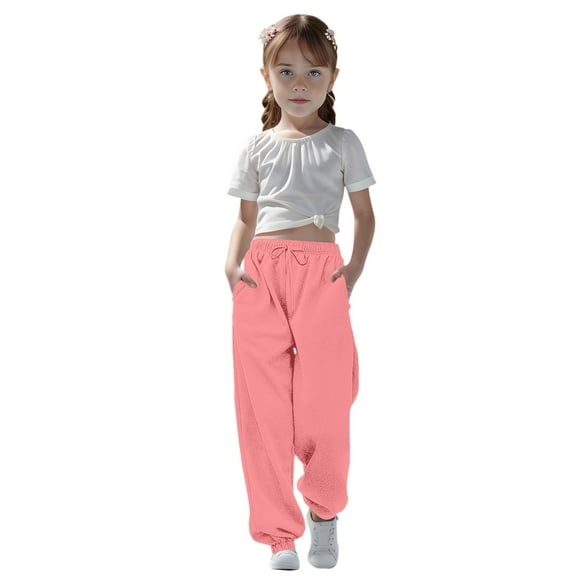 Teen Girls Sweatpants Drawstring Jogger Sweatpants With Pockets Solid Color Red Joggers For Boys Boys Active Pants Size 3-4T