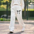 thumbnail image 1 of Kids Sweatpants Girls Athletic Joggers with Pockets Drawstring Loose Fit Bowknot White Sweatpants Boys Pants Size 8-9 Years, 1 of 7