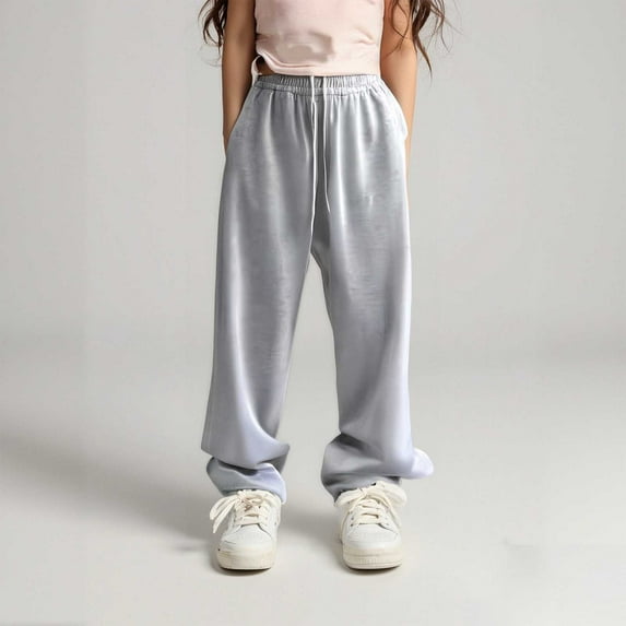 Kids Girls Sweatpants Girls' Athletic Pants with Pockets Adjustable Drawstring Loose Fit Grey Sweatpants Boys Athletic Pants Size 4-5 Years