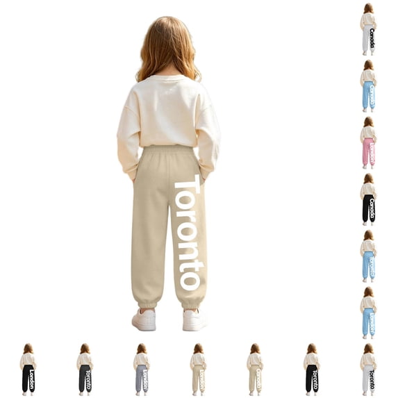 Kids Sweatpants Girls Casual Joggers for Girls with Drawstring Pockets High Waisted School Pants 5-6 Years