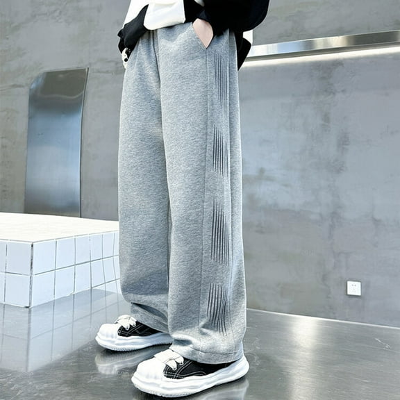 Kids Boys Sweatpants Casual High Waisted Girls Wide Leg Sweatpants Kids Grey Sweatpants Baggy Pants Cute Clothes For Girls 11-12 Years