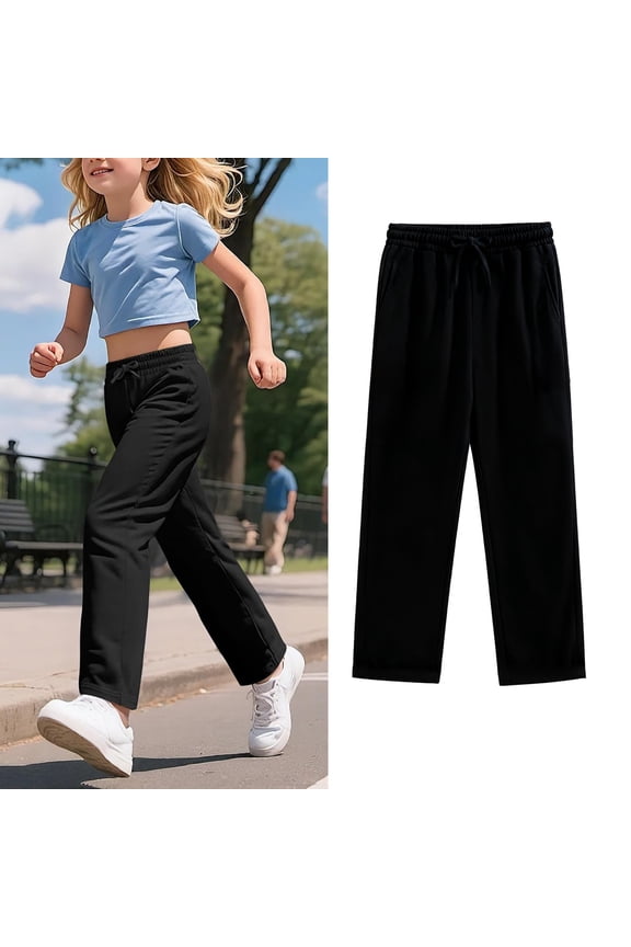Kids Sweatpants Girls Drawstring Pants With Pockets Loose Fit Black Sweatpants Girls Back To School Outfits Kids Clothes For Teen Girls 9-10 Years