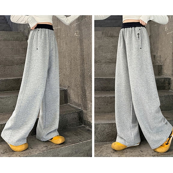 Kids Sweatpants Grey Sweatpants Girls Casual Boys Athletic Pants Wide Leg Sweatpants with Pocket Girls Outfits Size 6-7 Years