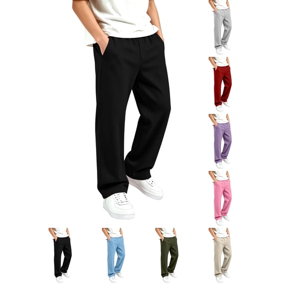 Kids Sweatpants Kids Elastic Waist Wide Leg Sweatpants Boys Girls Loose Casual Trousers With Side Pockets Soft Daily Jogger Pants Black 5-6 Years